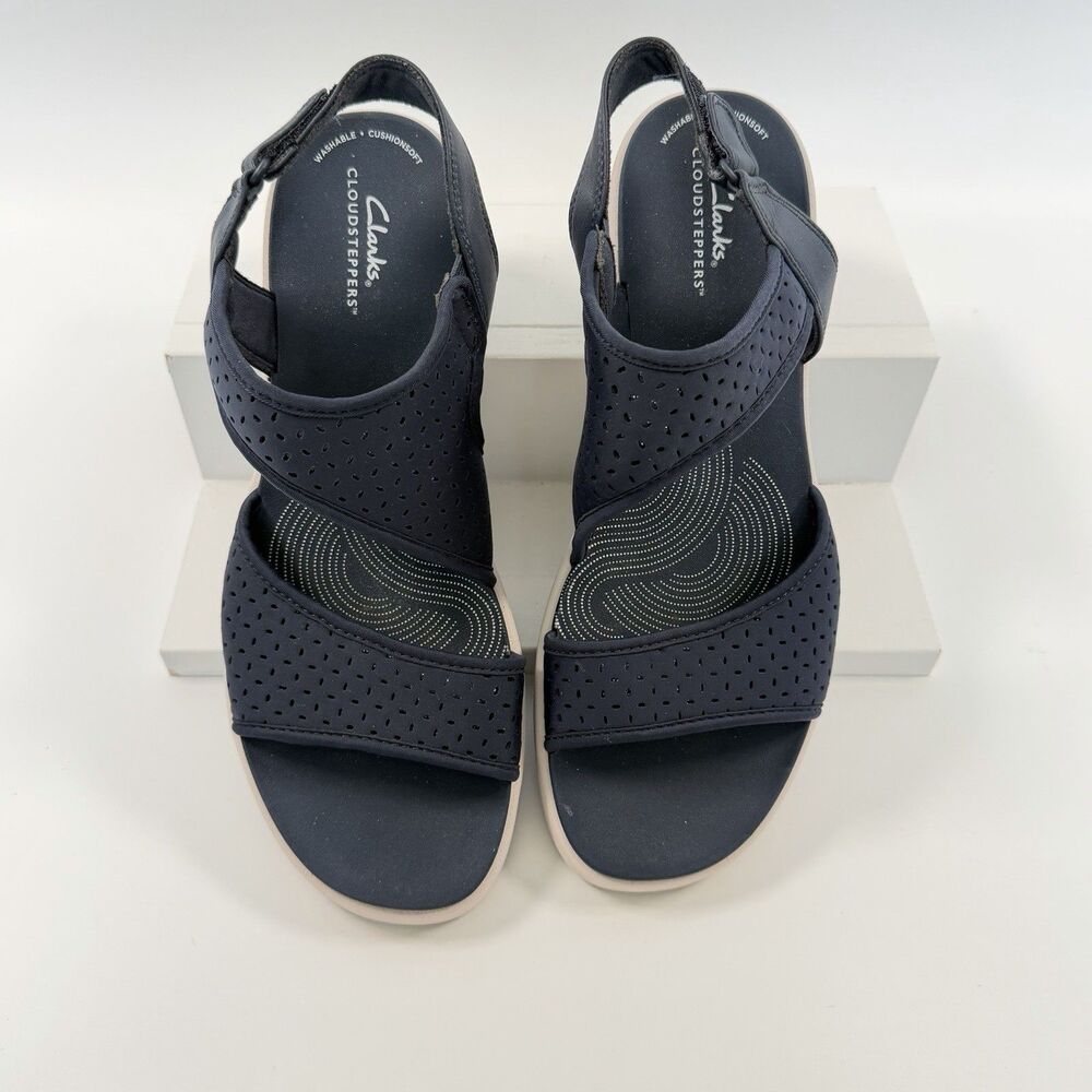 Clarks Cloudsteppers Drift Fern Women's Sandals Adjustable Strap Blue Size 11 - Picture 5 of 10